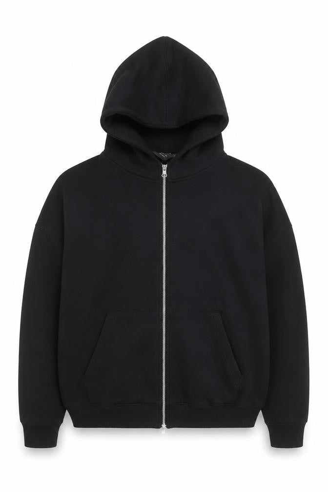 PULL&BEAR Men's Black Full Zip Hoodie Size L Regular Fit