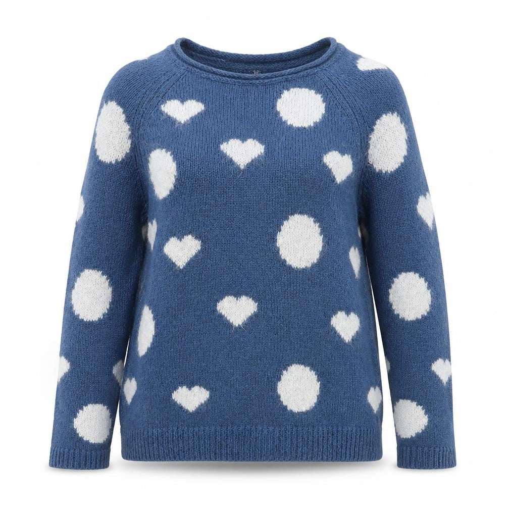 Holly Willoughby Women’s Blue Heart Knit Pullover Jumper Size 8