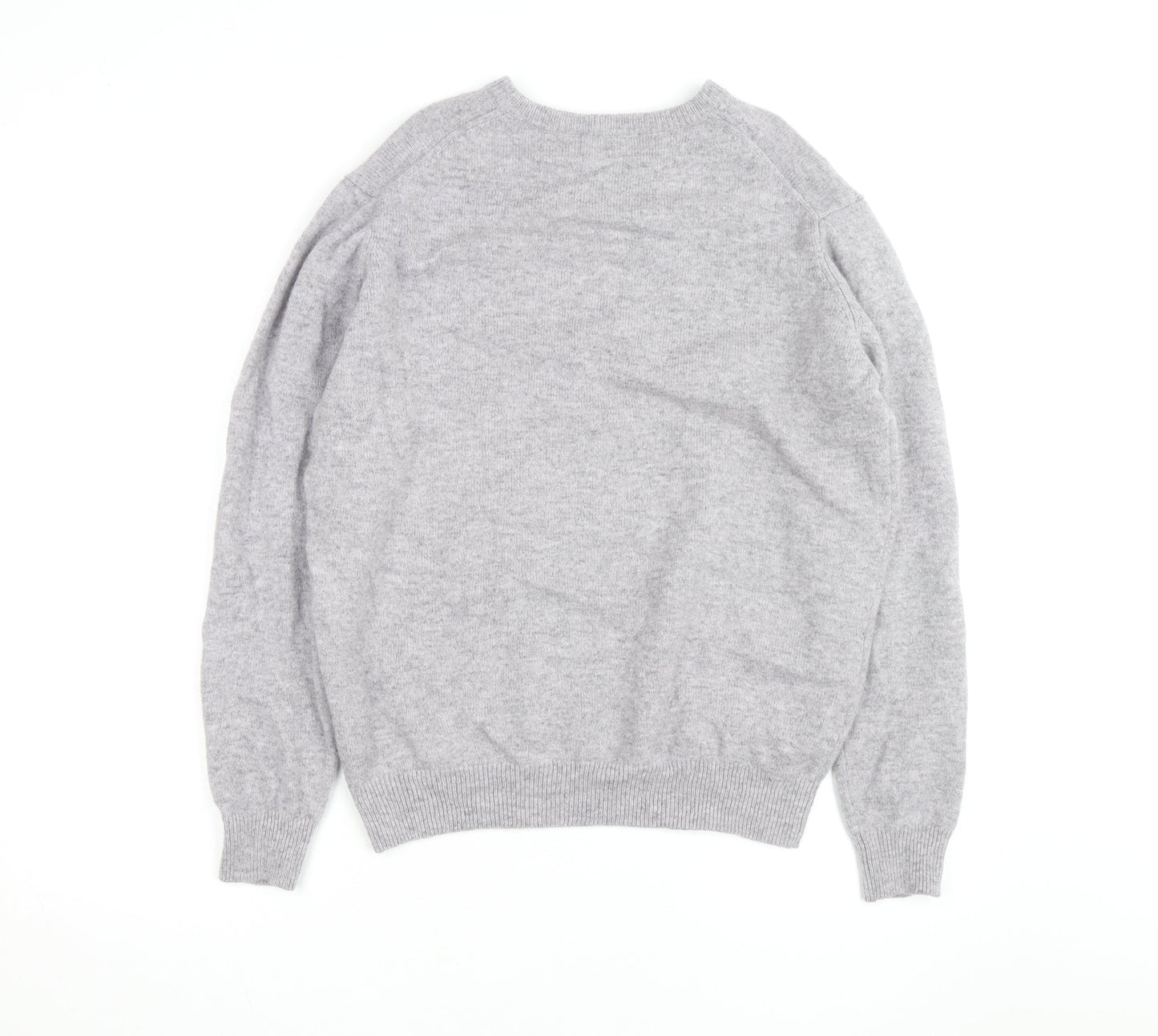 James Pringle Men's Grey Wool V-Neck Jumper Size L Classic Knit
