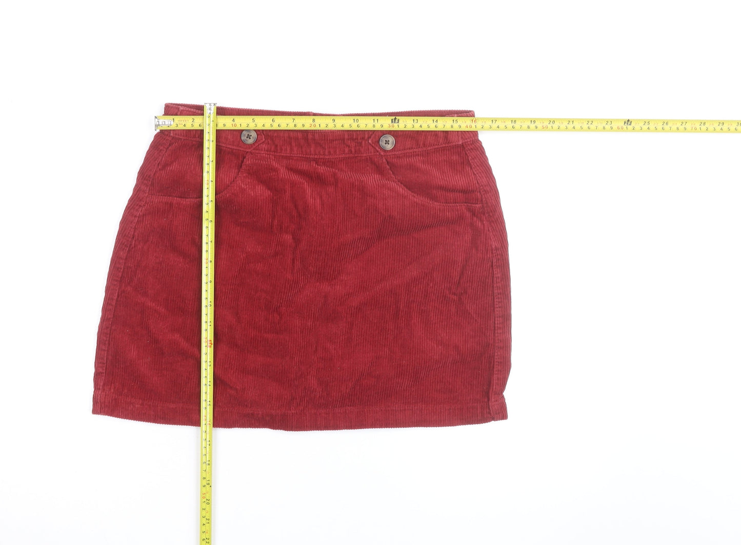 Tu Women Red Corduroy Petite Skirt Size 12 Short Straight Style