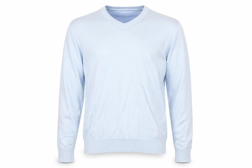 Tommy Hilfiger Men’s Blue Cotton Cashmere V-Neck Jumper Size L