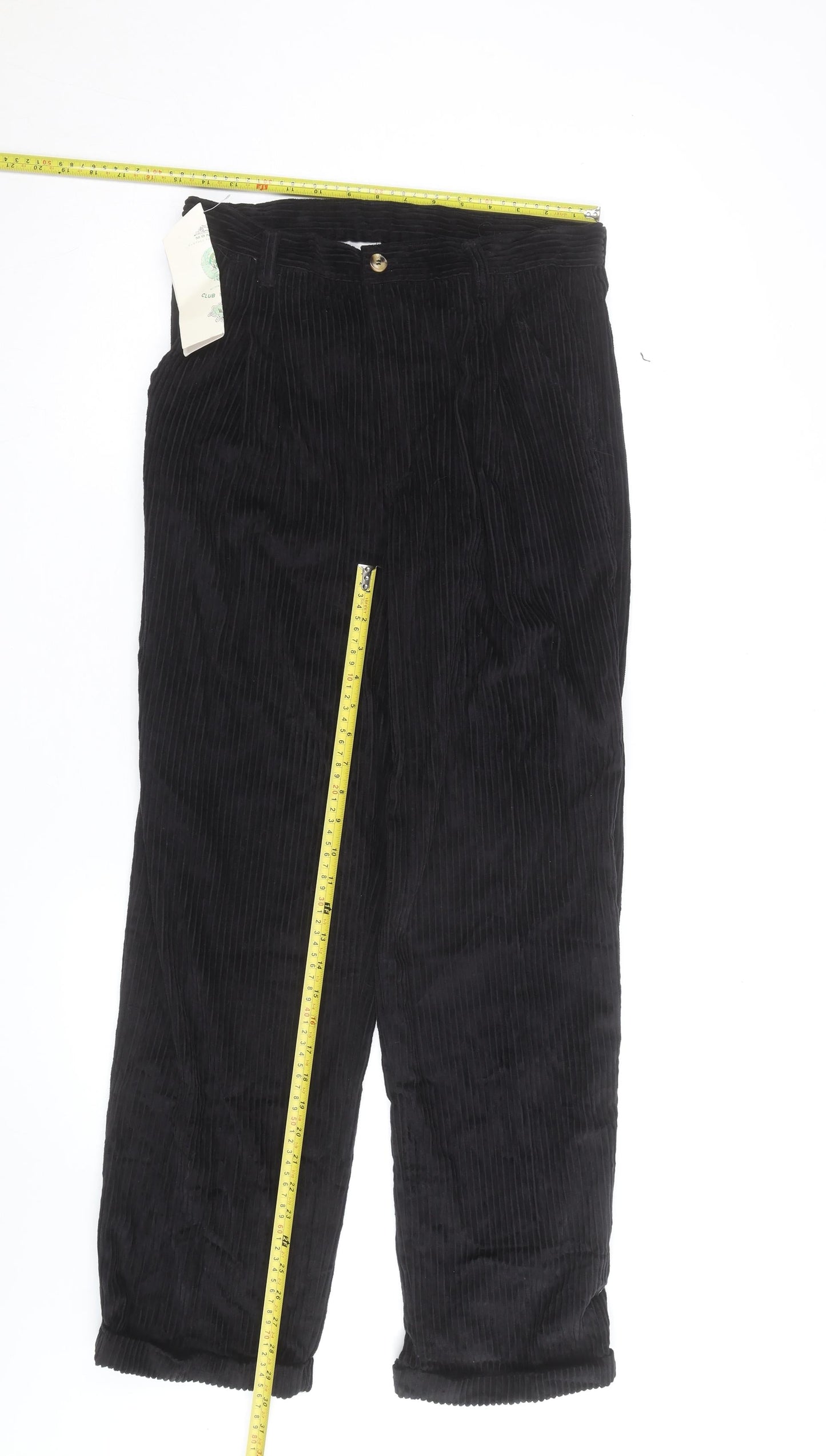 Club Montana Men's Black Corduroy Straight Jeans Size 33 Regular Fit