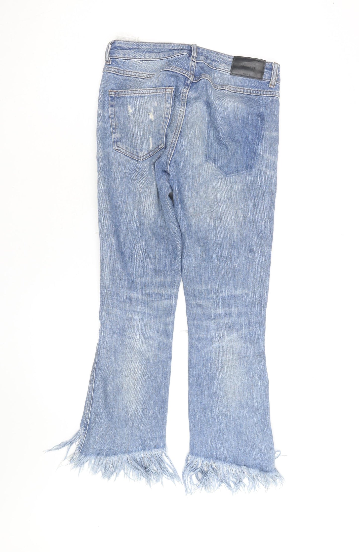 Tractr Women’s Blue Cropped Distressed Jeans Size 10
