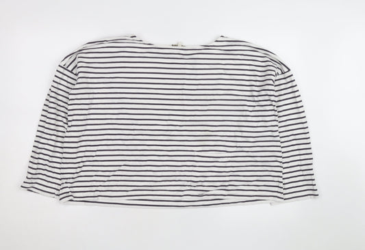 People Tree Women’s White Striped Organic Cotton Long Sleeve Top Size 16