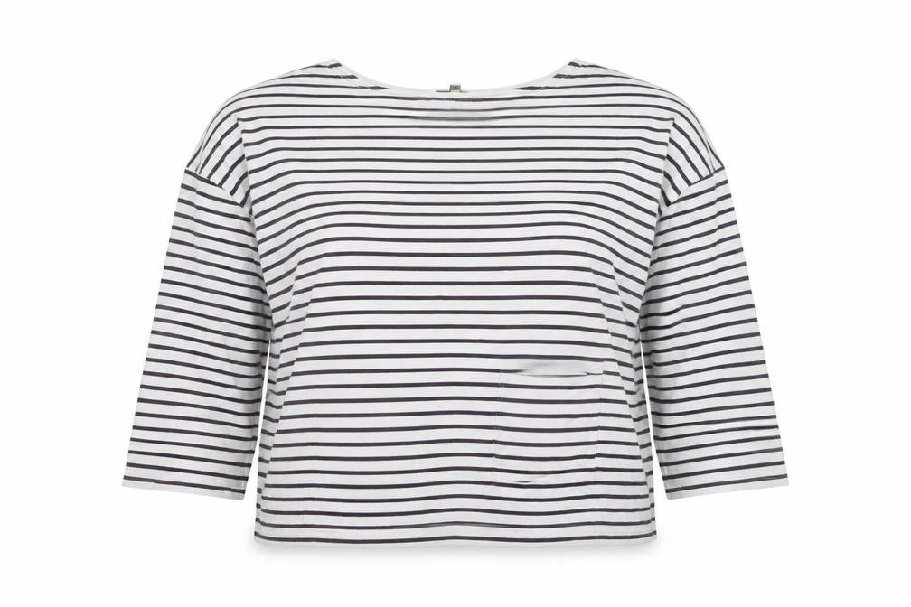 People Tree Women’s White Striped Organic Cotton Long Sleeve Top Size 16