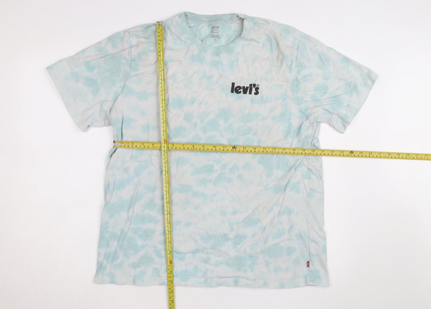 Levi's Men Blue Tie-Dye Relaxed Fit Cotton T-Shirt Size L