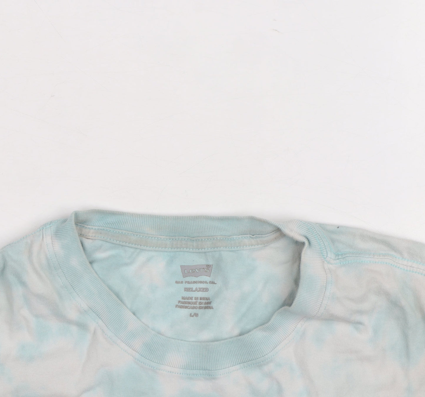 Levi's Men Blue Tie-Dye Relaxed Fit Cotton T-Shirt Size L
