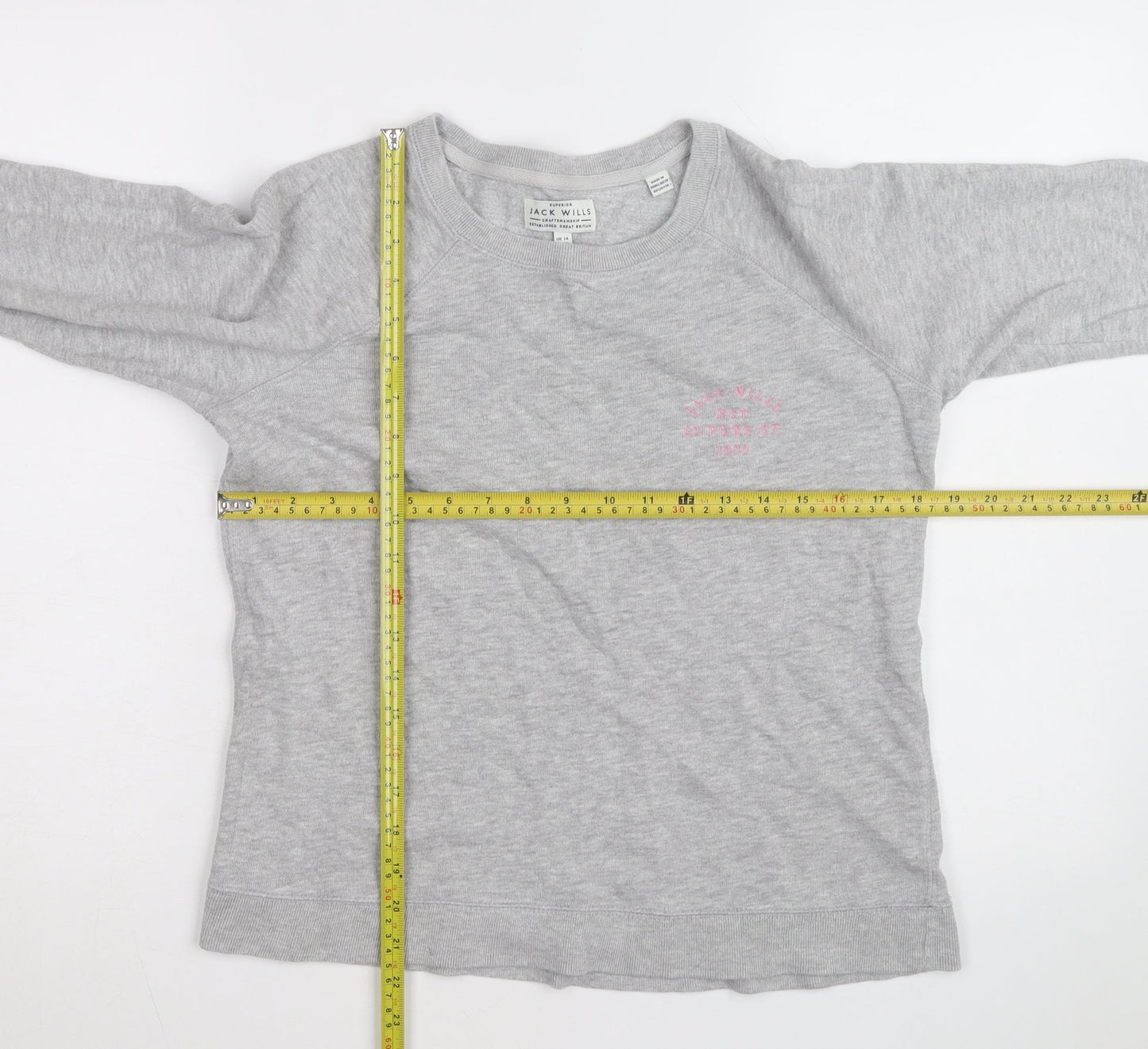 Jack Wills Women's Grey Crew Neck Sweatshirt Size 14