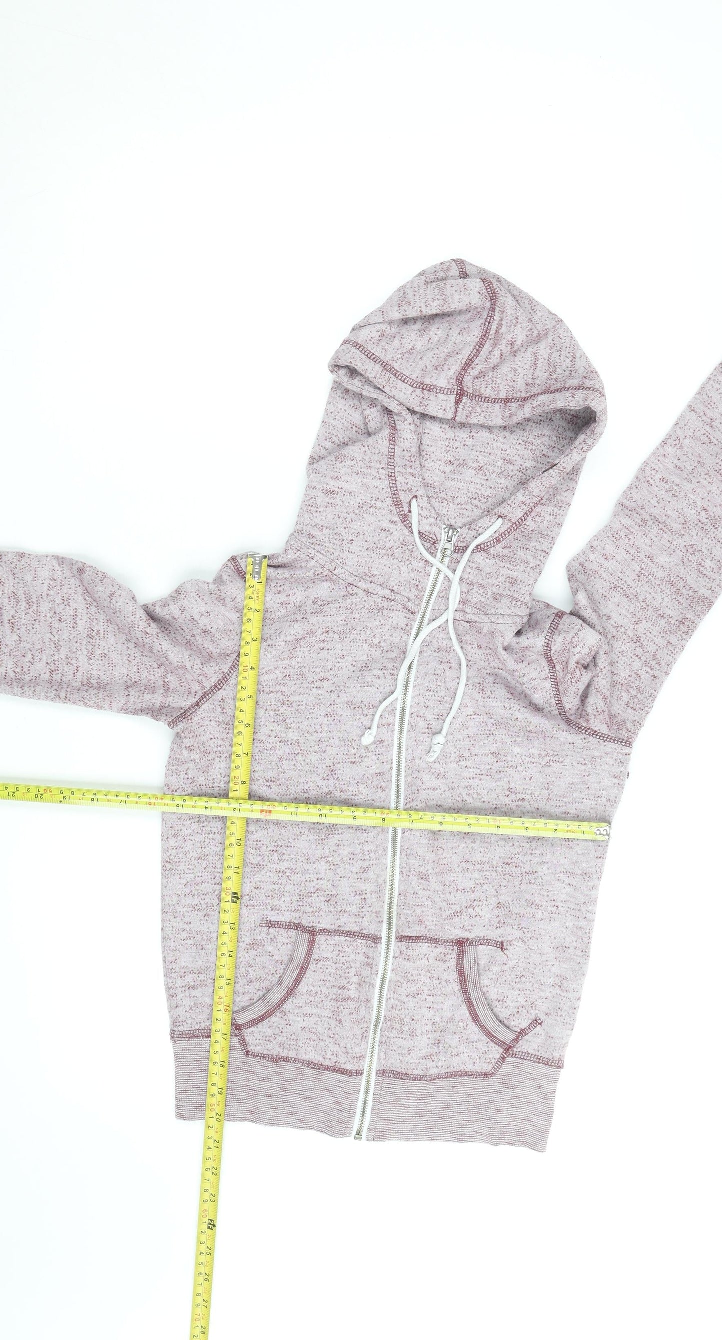 Brave Soul Men’s Pink Full Zip Hoodie XS Regular Fit