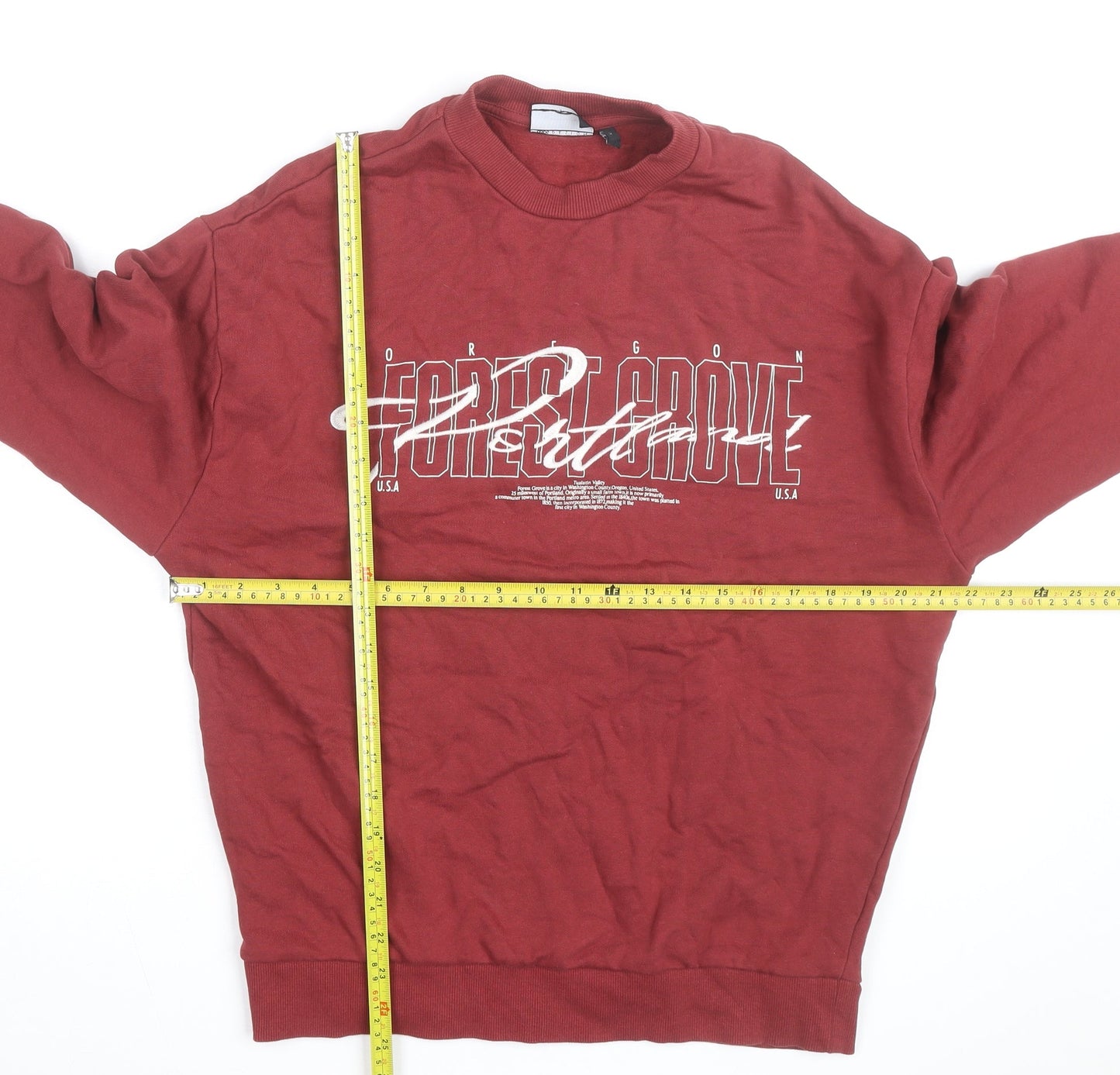 ASOS DESIGN Men's Red Graphic Pullover Sweatshirt XS Crew Neck