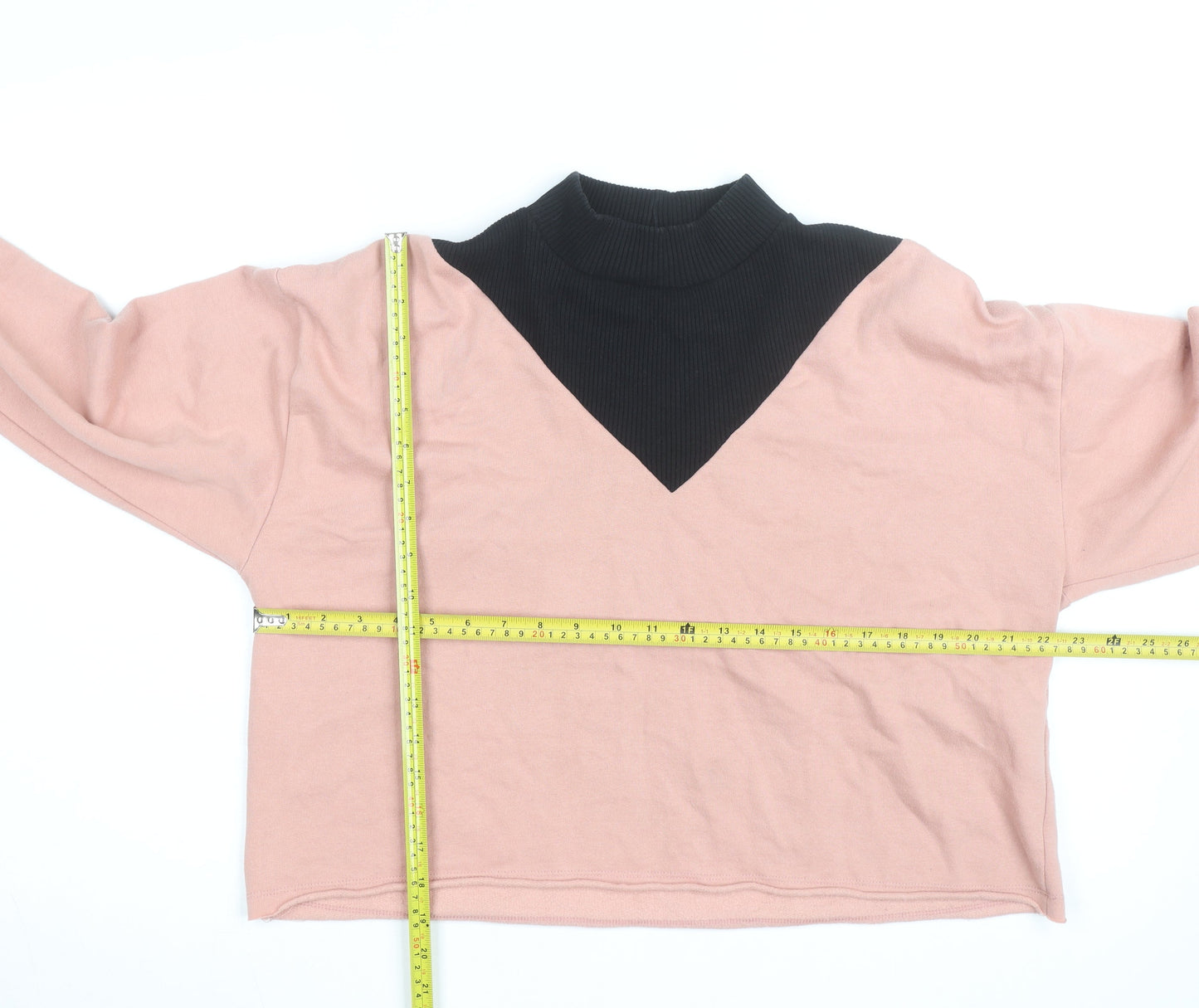 Zara Women Pink Black Colourblock Pullover Sweatshirt Size S