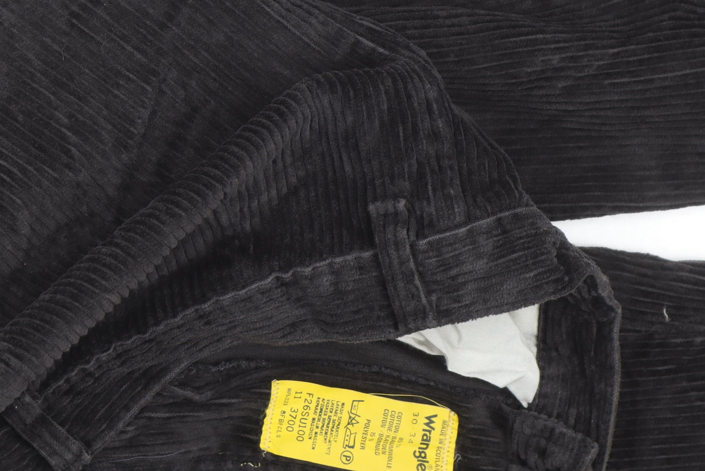Wrangler Mens Black Corduroy Straight Jeans 30x32 Regular Fit Retro