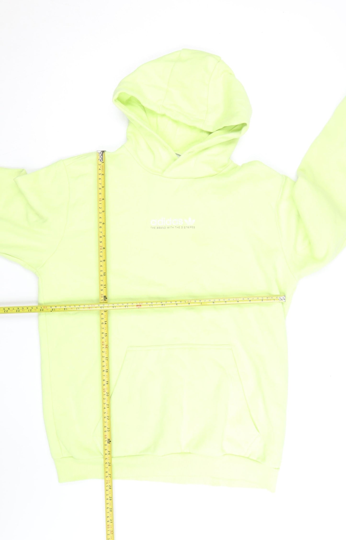 Adidas Men’s Yellow Pullover Hoodie L Fleece Logo Sweatshirt