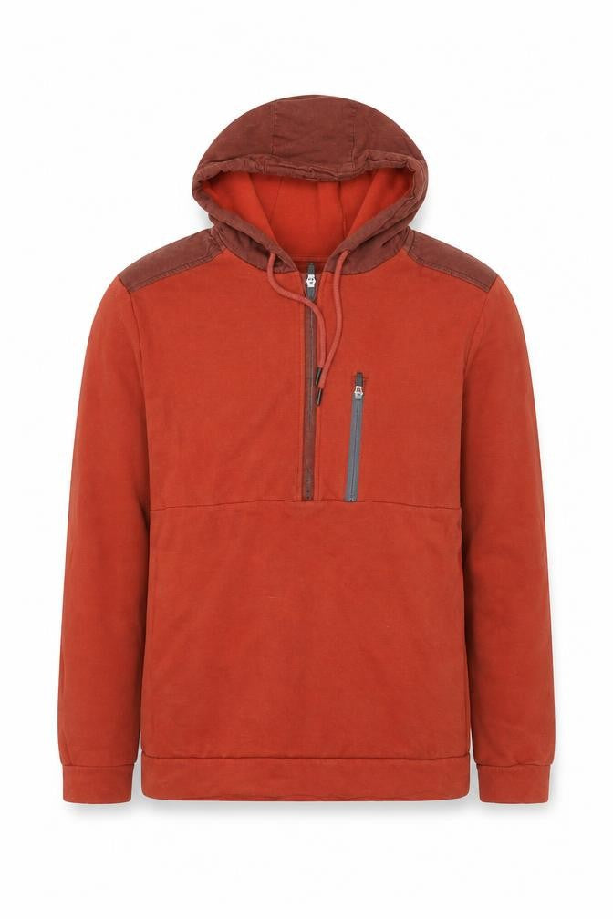 BAM Men’s Brown Half Zip Bamboo Hoodie Size M Regular Fit
