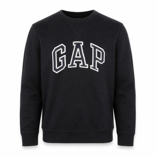 Gap Men’s Black Logo Pullover Sweatshirt Medium Fleece Lined