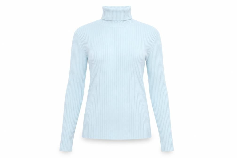 GAP Women’s Blue Ribbed Roll Neck Long Sleeve Stretch Top Size S