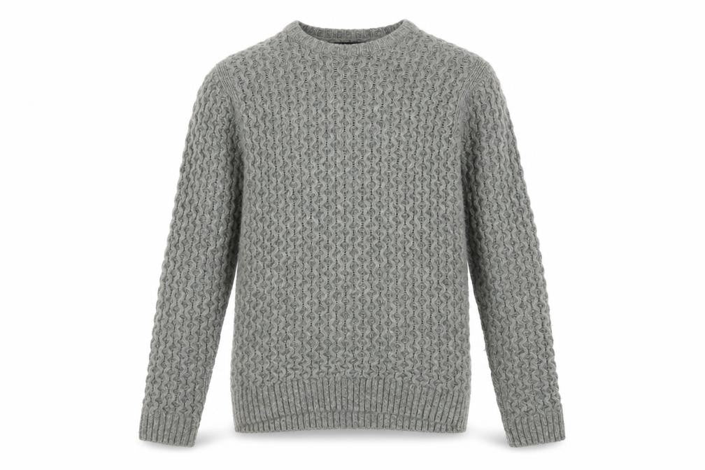 Cedarwood State Men's Grey Cable-Knit Crew Neck Jumper M