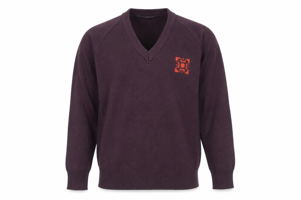 Stevensons Men's Purple V-Neck Cotton Blend Jumper M