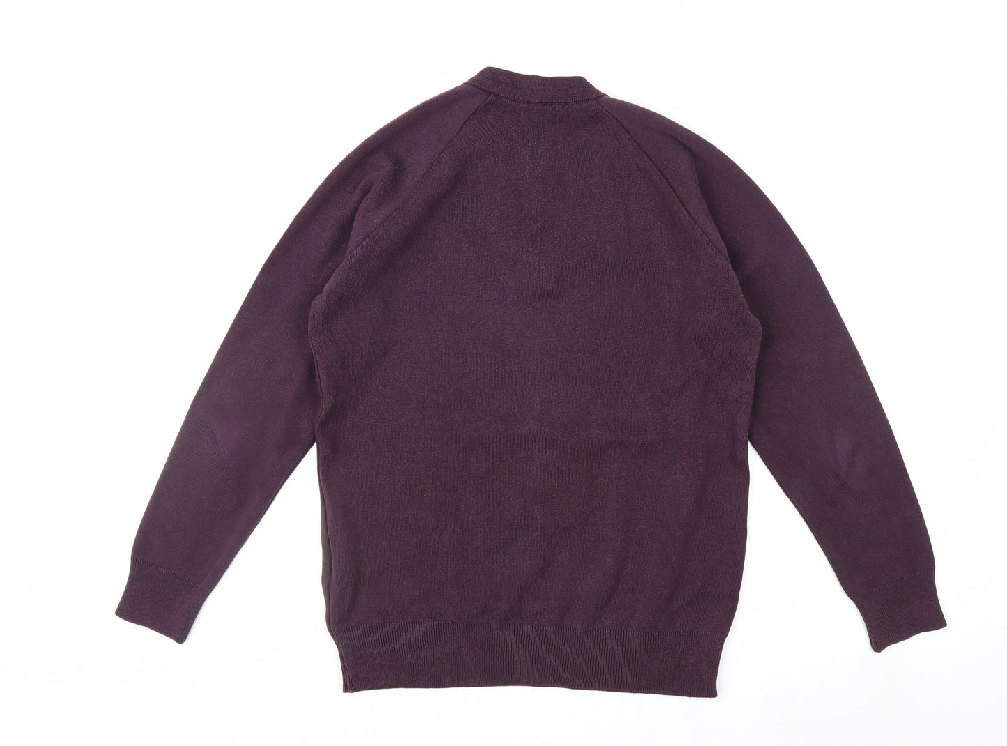 Stevensons Men's Purple V-Neck Cotton Blend Jumper M