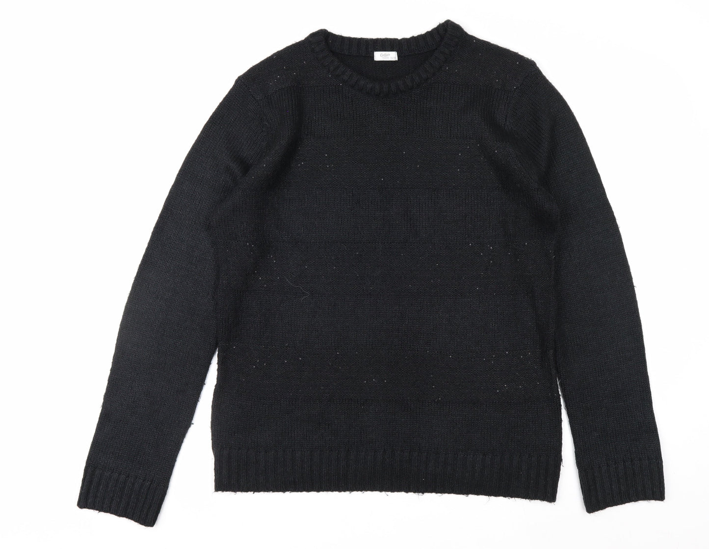 Cotton Traders Women's Black Acrylic Knit Crew Neck Jumper Size 14/16