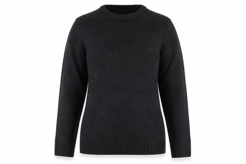 Cotton Traders Women's Black Acrylic Knit Crew Neck Jumper Size 14/16