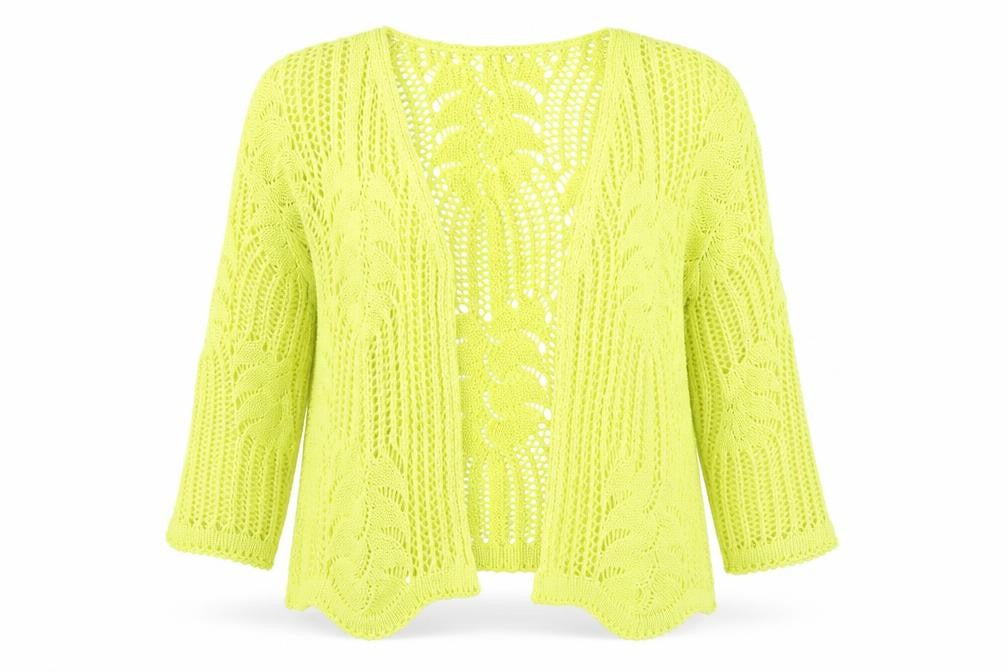 Stock Shop Women's Yellow Open Knit Cardigan S Acrylic