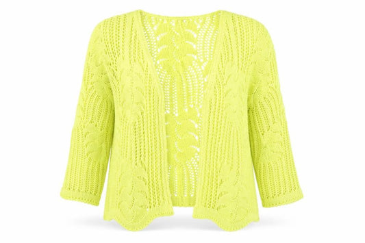 Stock Shop Women's Yellow Open Knit Cardigan S Acrylic