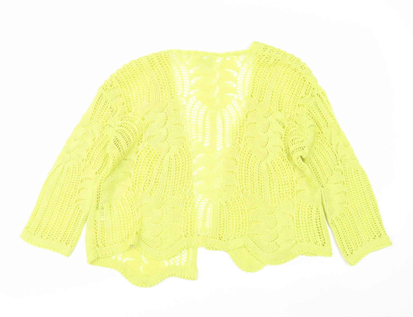Stock Shop Women's Yellow Open Knit Cardigan S Acrylic