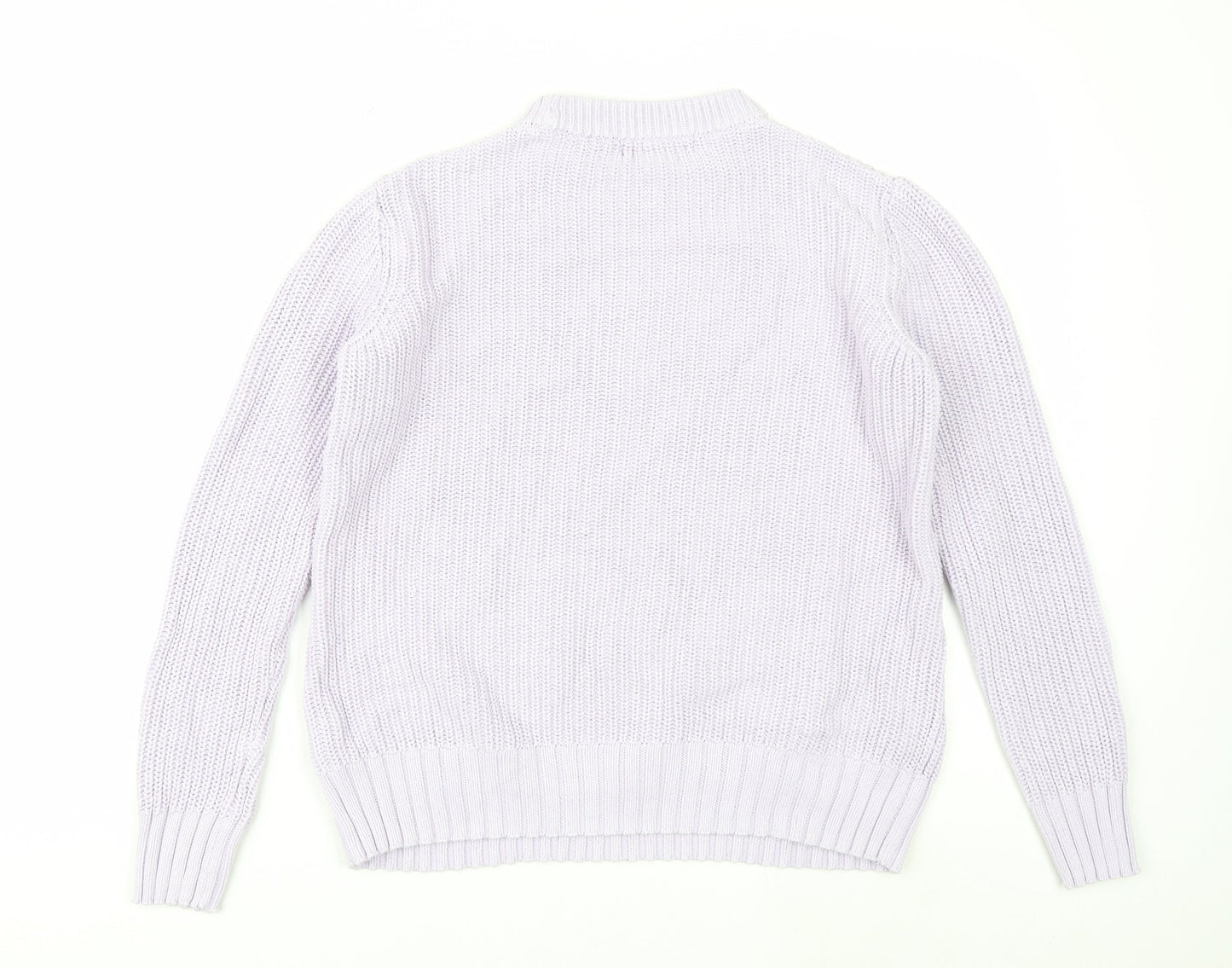 Marks and Spencer Women Lilac Cotton Knit Crew Neck Jumper Small