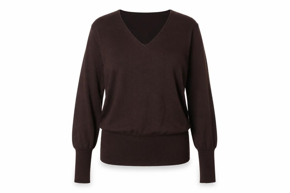 MaxMara Women Brown V-Neck Wool Pullover Jumper XL