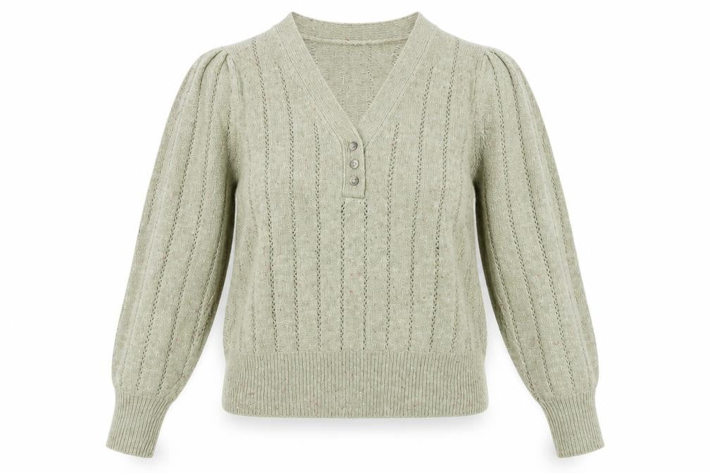 Marks & Spencer Per Una Green Cotton Henley Jumper Women’s Size 14