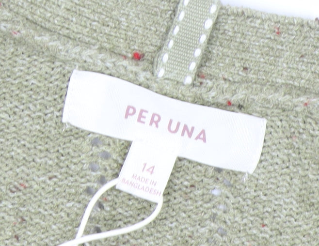 Marks and Spencer Per Una Green Cotton Henley Jumper Women’s Size 14