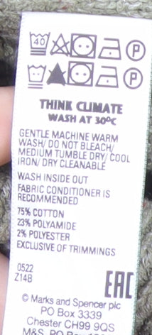 Marks and Spencer Per Una Green Cotton Henley Jumper Women’s Size 14