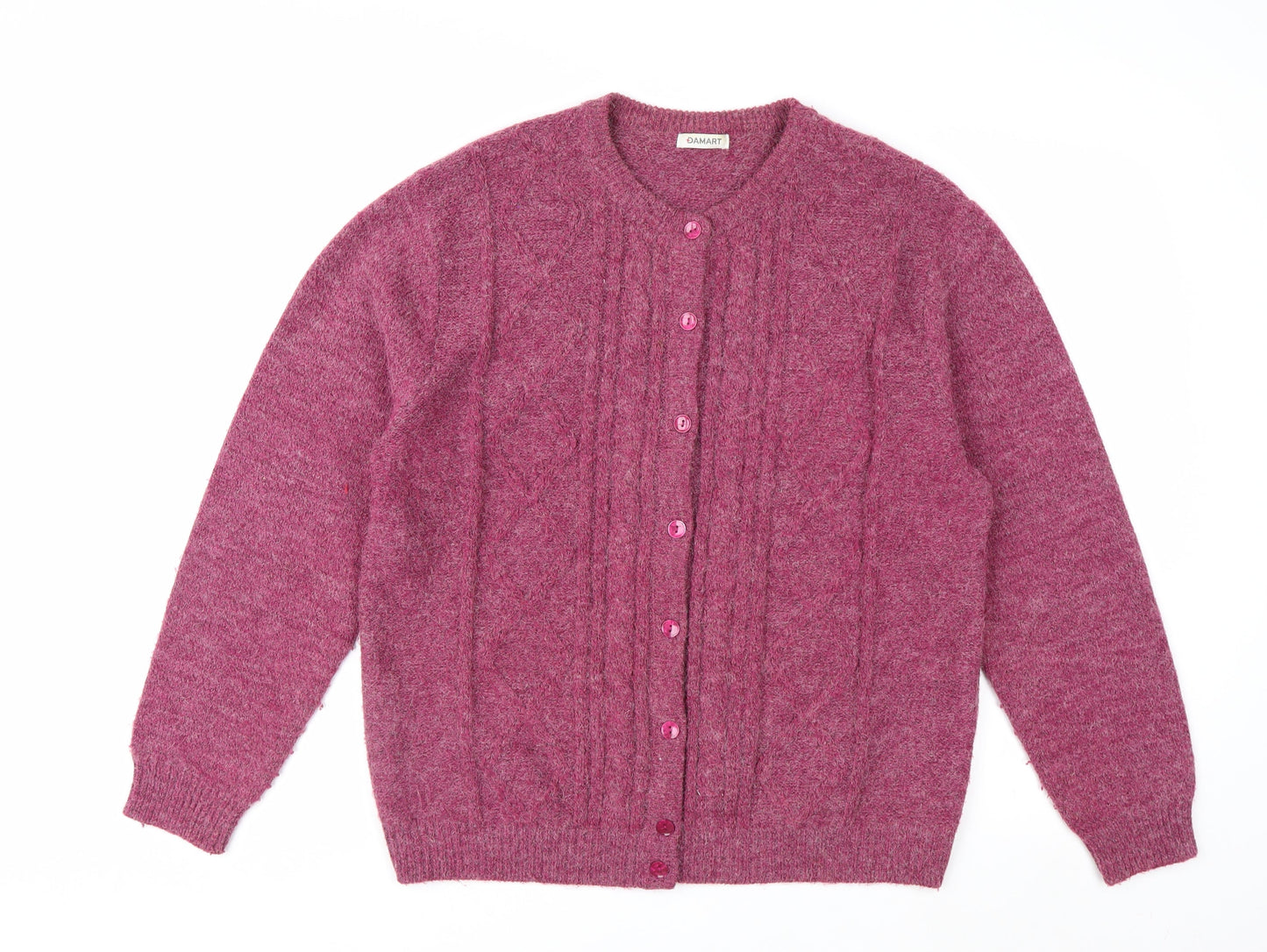 Damart Women's Purple Cable-Knit Cardigan L 18/20 Acrylic Blend