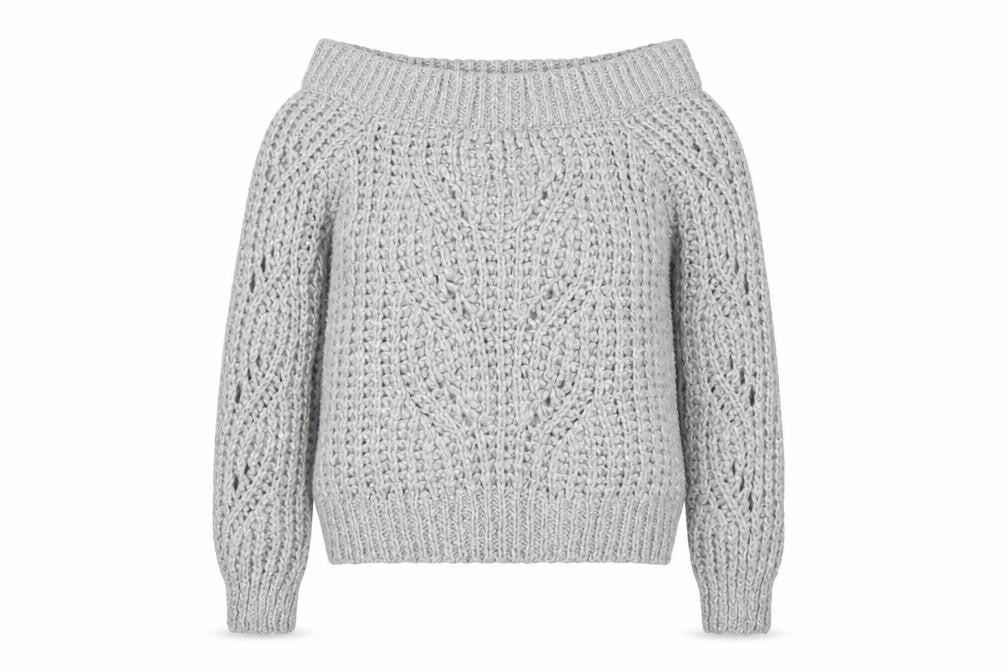 River Island Women's Grey Chunky Knit Boat Neck Jumper UK 8