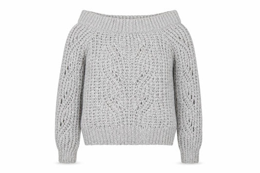 River Island Women's Grey Chunky Knit Boat Neck Jumper UK 8