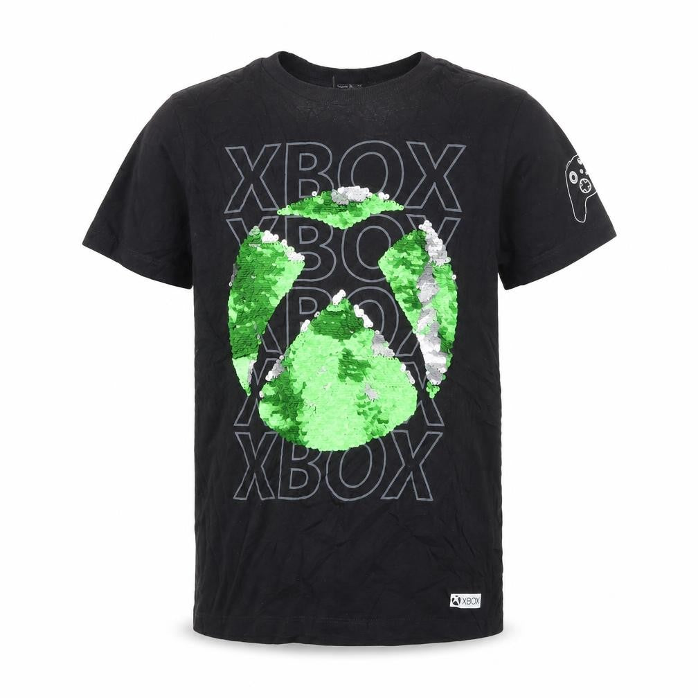 Next Boys Black Xbox Graphic Sequin T-Shirt 11 Years Cotton Short Sleeve