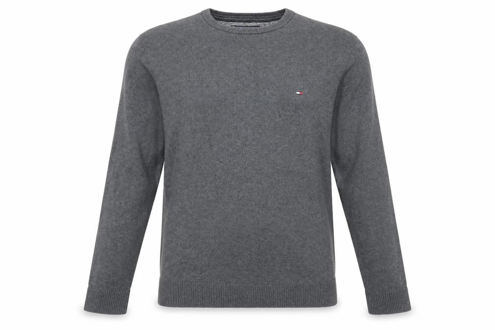 Tommy Hilfiger Men's Grey Cotton Cashmere Crew Neck Jumper Size S