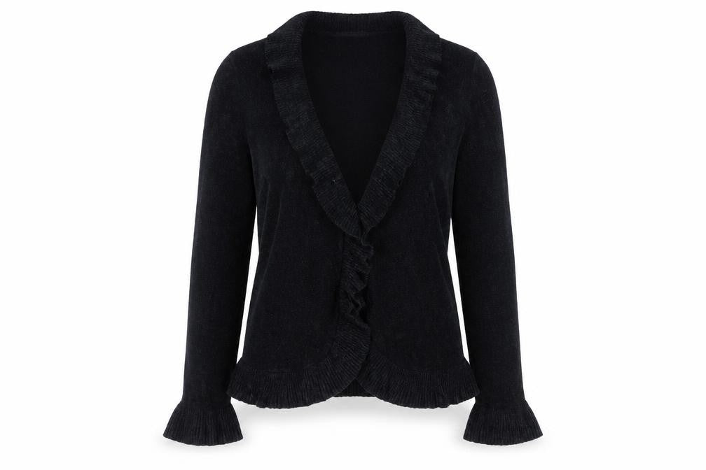 Marks & Spencer Women’s Black Ruffle Knit Cardigan Size 16