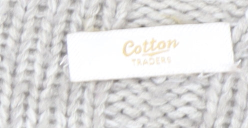 Cotton Traders Womens Grey Chunky Knit Long Cardigan Size 16