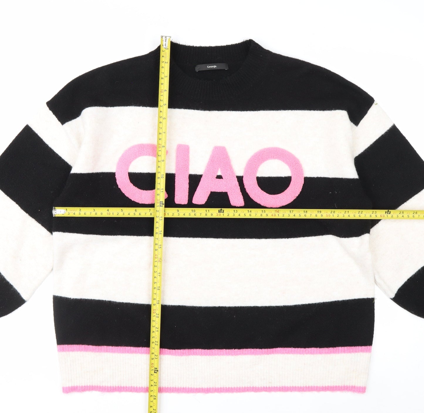 George Women’s Multicoloured Striped CIao Jumper L Crew Neck Knit