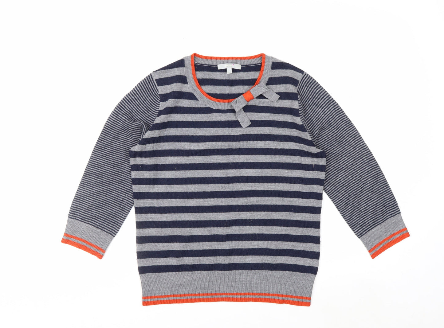 Marks and Spencer Women Blue Striped Bow Knit Jumper Size 10