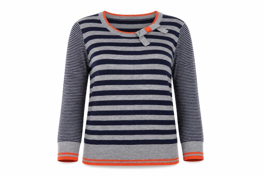 Marks & Spencer Women Blue Striped Bow Knit Jumper Size 10