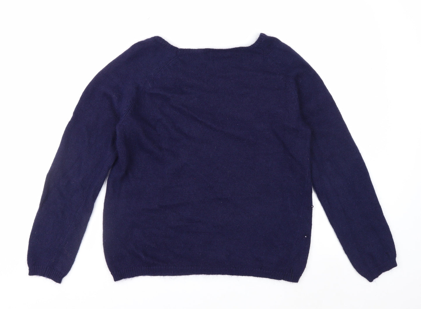 Marks and Spencer Women’s Blue Beaded Angora Blend Jumper Size 8