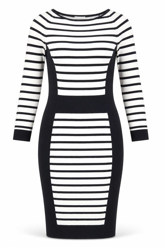 H&M Women’s Black White Striped Bodycon Knit Dress XS