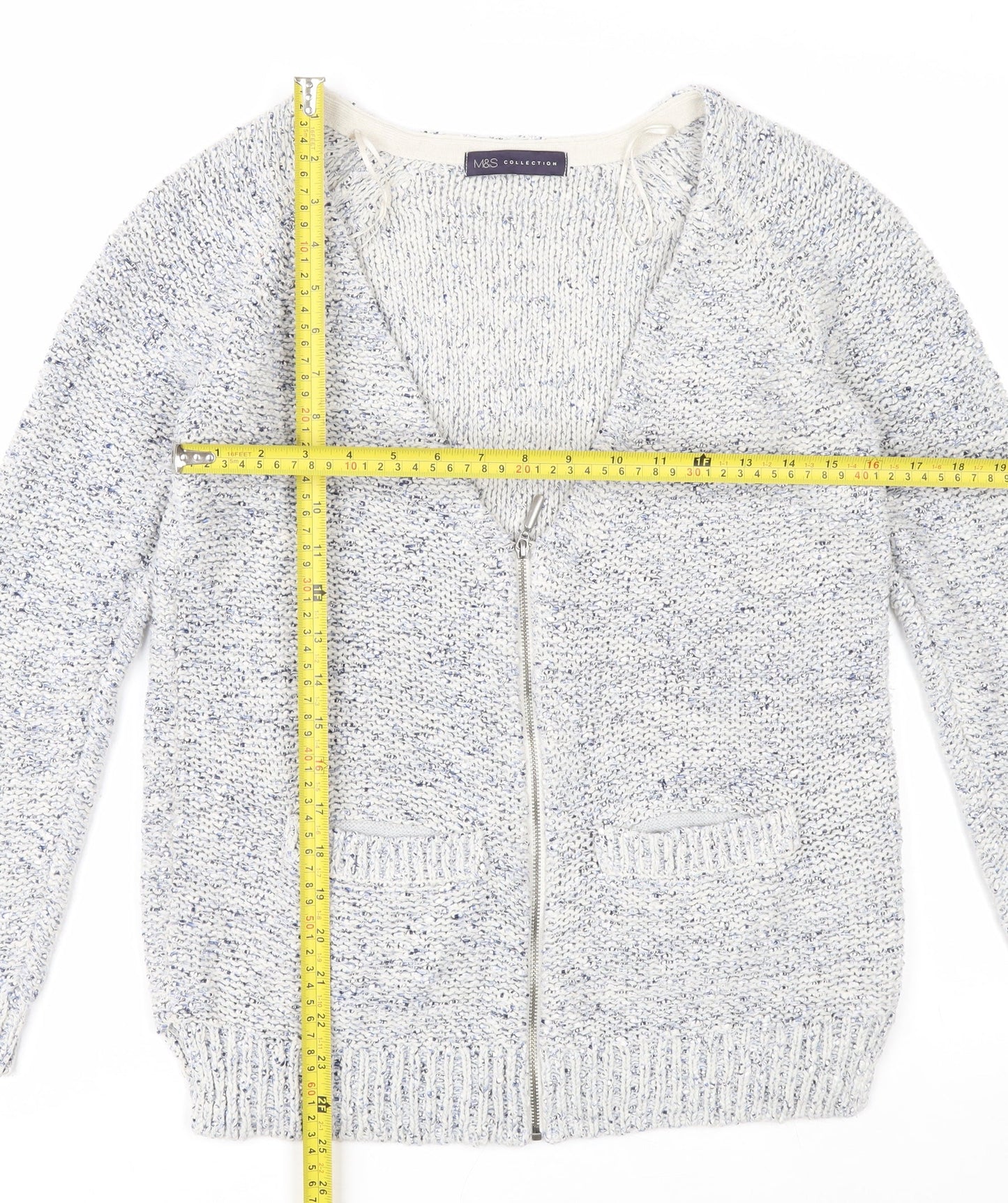 Marks and Spencer Women’s Grey Full Zip Knit Jumper Size 8
