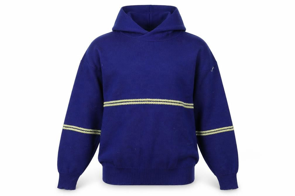Reiver Men’s Blue Wool Pullover Hoodie Medium Classic Knit