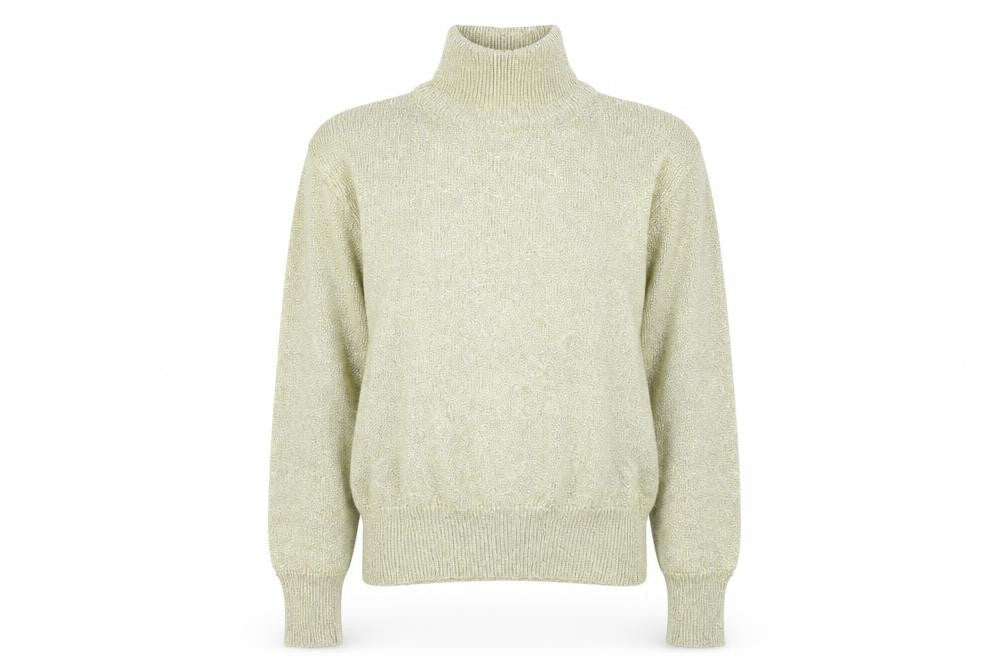 Evan-Picone Women’s Gold Roll Neck Metallic Knit Jumper Size L Vintage