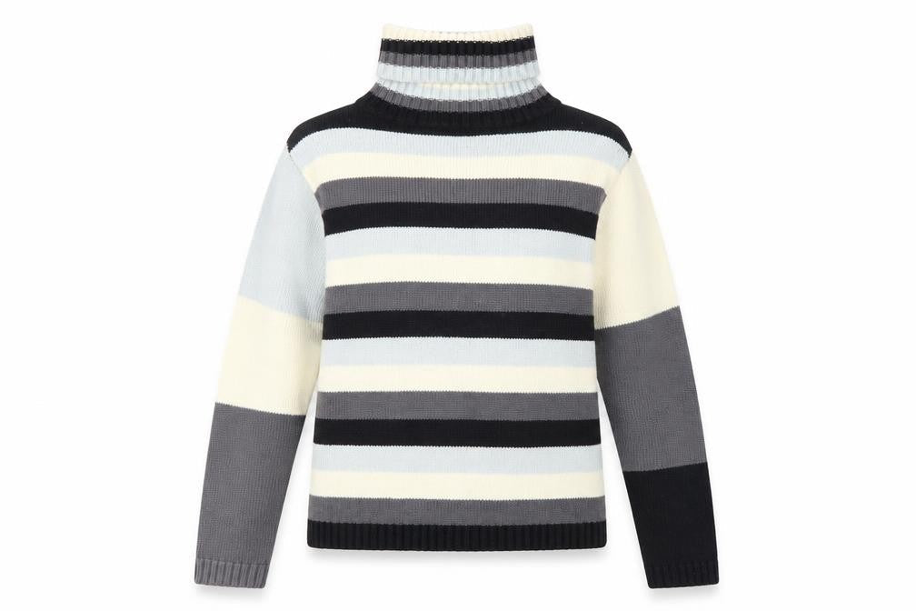 AD Woman Multicoloured Roll Neck Striped Knit Jumper M
