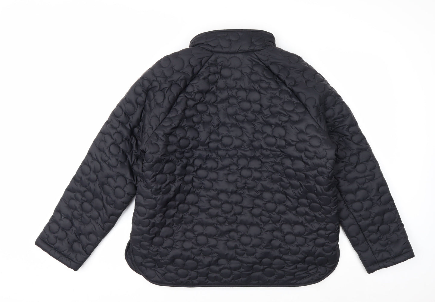 Denim & Co Womens Black Quilted Nylon Mid-Length Jacket L